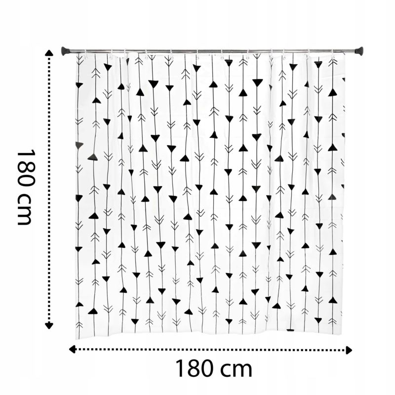 Brusebadsforhæng 180x180 cm Hvid med Pilemønster PEVA 5906329300034
