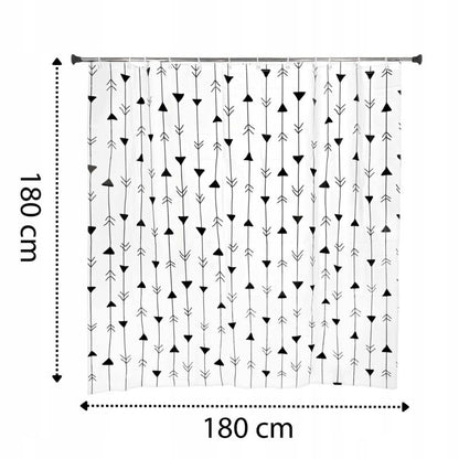 Brusebadsforhæng 180x180 cm Hvid med Pilemønster PEVA 5906329300034