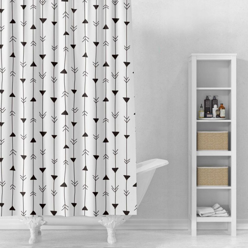 Brusebadsforhæng 180x180 cm Hvid med Pilemønster PEVA 5906329300034