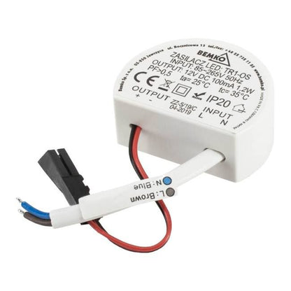 LED-Strømforsyning 60 mm 1,2 W Hvid