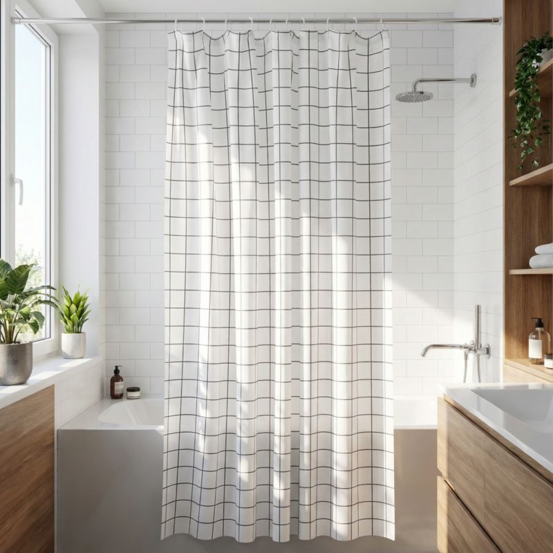 Bruseforhæng 180x200 cm Hvid/Sort Vandafvisende Polyester