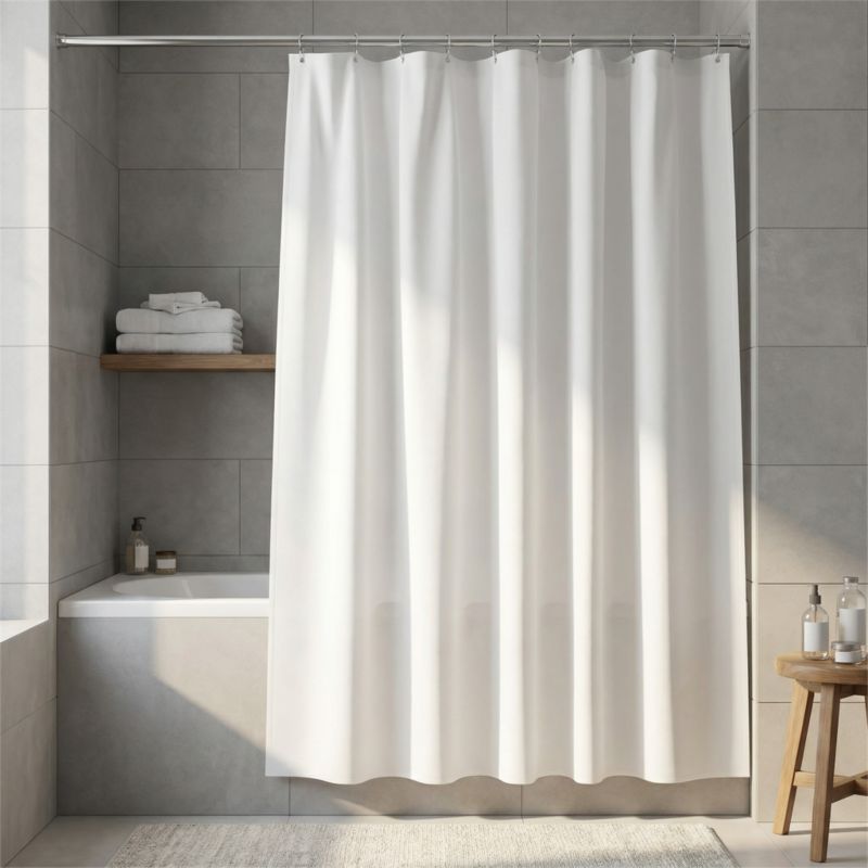 Bruseforhæng 180 x 200 cm Hvid PEVA Vandtæt med 12 Ringe