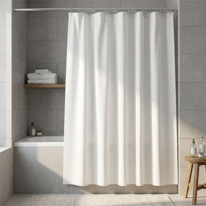 Bruseforhæng 180 x 200 cm Hvid PEVA Vandtæt med 12 Ringe