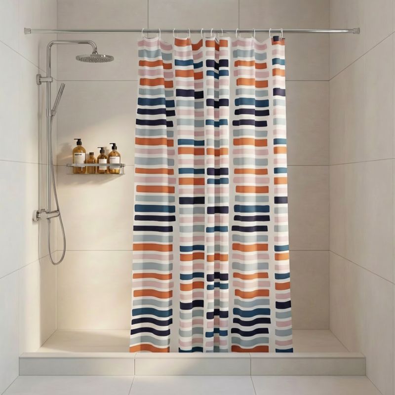 Bruseforhæng 180 x 200 cm Flerfarvet Stribet Polyester
