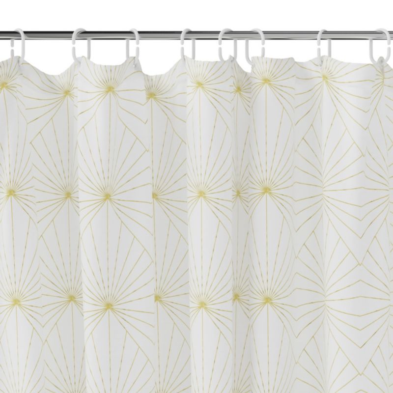Bruseforhæng 180x200 cm Hvid med Gyldent Art Deco-Mønster | 5059340202983