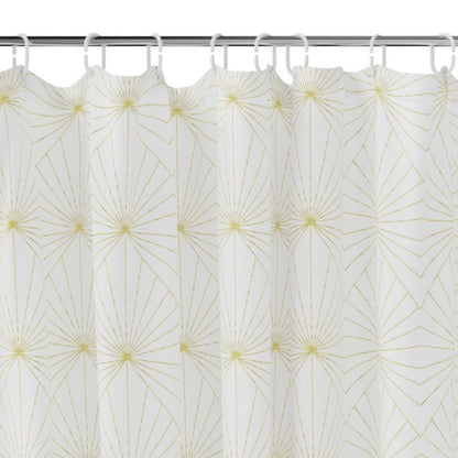 Bruseforhæng 180x200 cm Hvid med Gyldent Art Deco-Mønster | 5059340202983