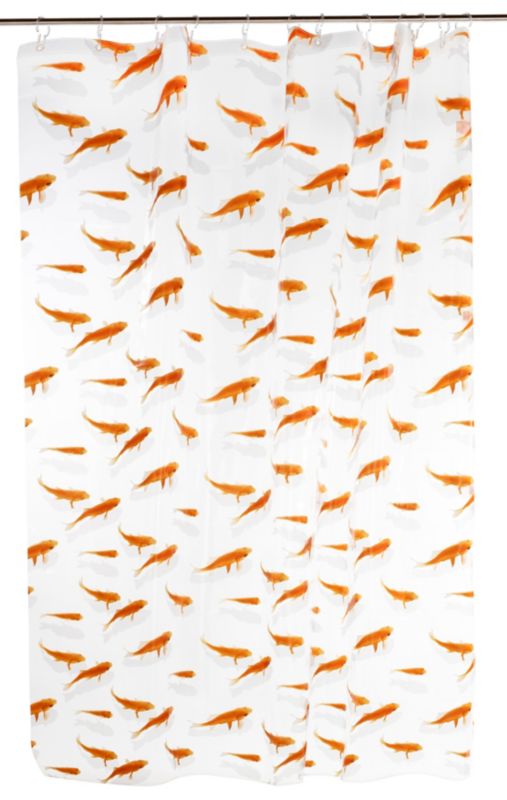 Brusebadsforhæng 180 x 200 cm Guld Fisk Gennemsigtig og Orange