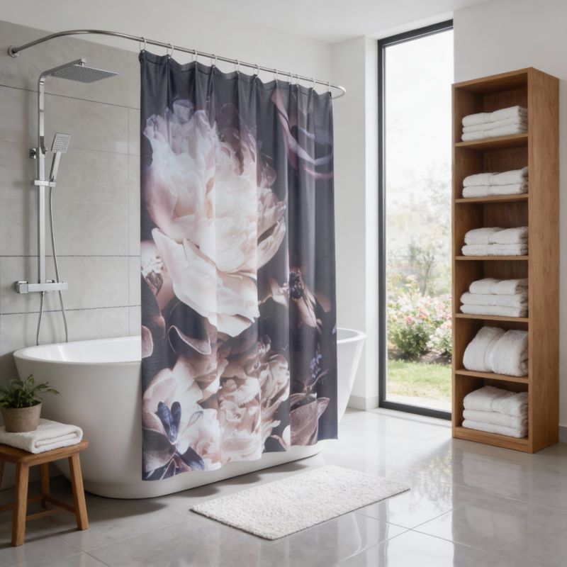 Bruseforhæng 180 x 200 cm Blomster Vandafvisende Polyester