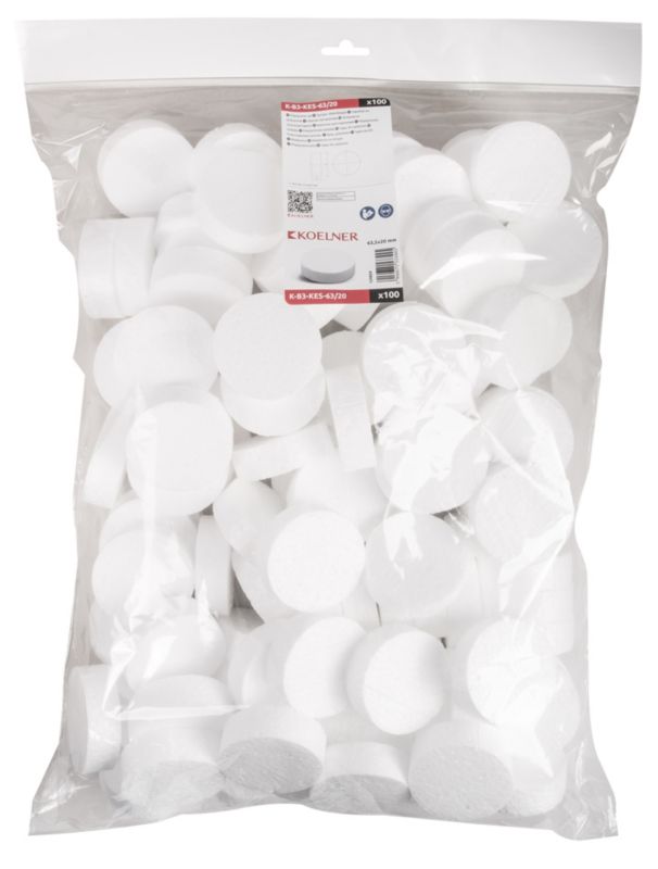 Hvid Koelner polystyrenprop, 100 stk.