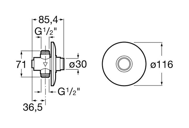 Trykventil til Urinal Indbygget Forkromet 1/2" 8 Sekunder