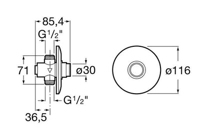 Trykventil til Urinal Indbygget Forkromet 1/2" 8 Sekunder