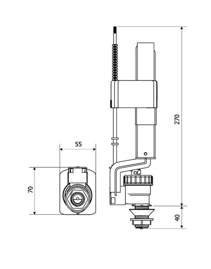Bundventil til toilet 1/2" PP 31 cm hvid