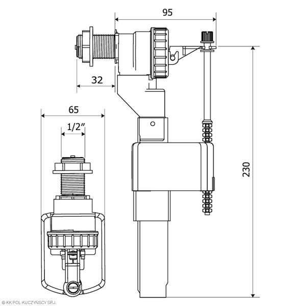 Sidepåfyldningsventil ZN2-102 1/2" Messing 1 stk.