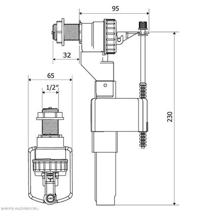 Sidepåfyldningsventil ZN2-102 1/2" Messing 1 stk.
