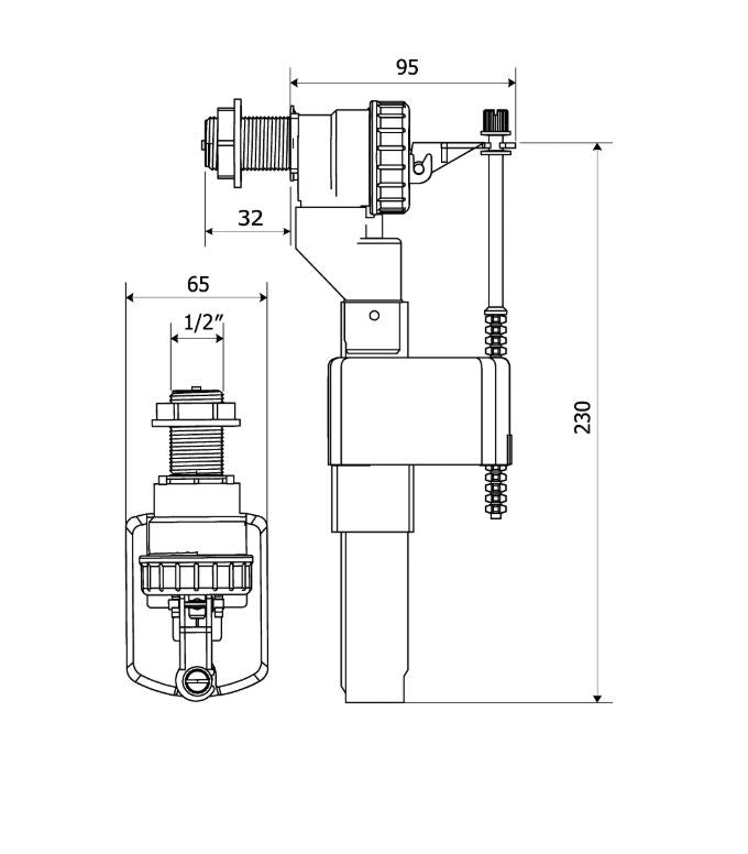 Sidepåfyldningsventil ZN2-102 1/2" Messing 1 stk.