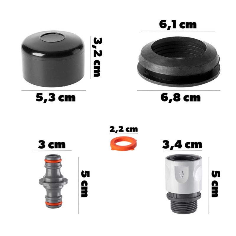 KADAX tilslutningsventil sæt til regnvandstank til horisontal montering