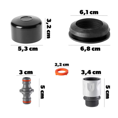 KADAX tilslutningsventil sæt til regnvandstank til horisontal montering
