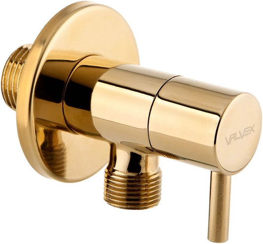 Vinkelventil med keramisk kerne 3/8" i guld