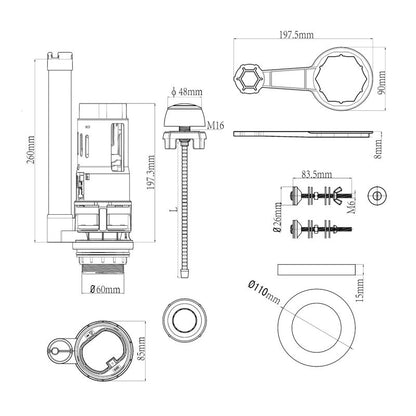 Start/Stop Skylventil Hvid 260 mm
