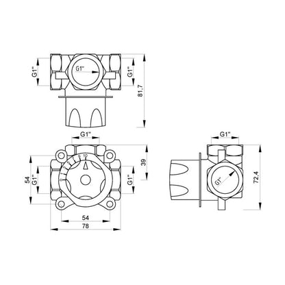 Trevejs Blandeventil 1" Messing CM-03-025-C