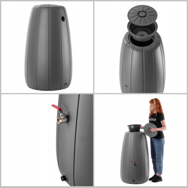 Regnvandstank KADAX 200L med hane og plantekrukke – 1 stk.