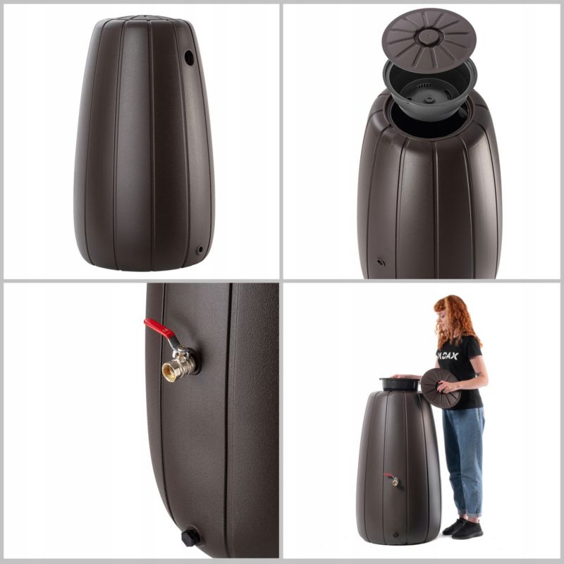 Regnvandstank KADAX 200L med hane og plantekrukke – 1 stk.