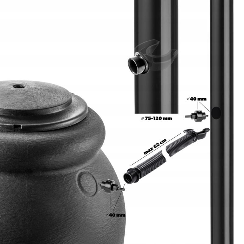 KADAX 210L regnvandstank med hane, plantepotte og komplet sæt, 1 stk.