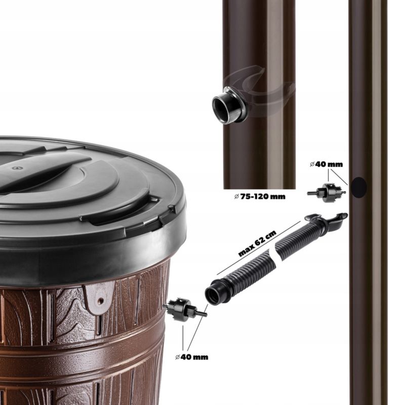 Regnvandstank KADAX 265L med hane - komplet sæt, 1 stk.