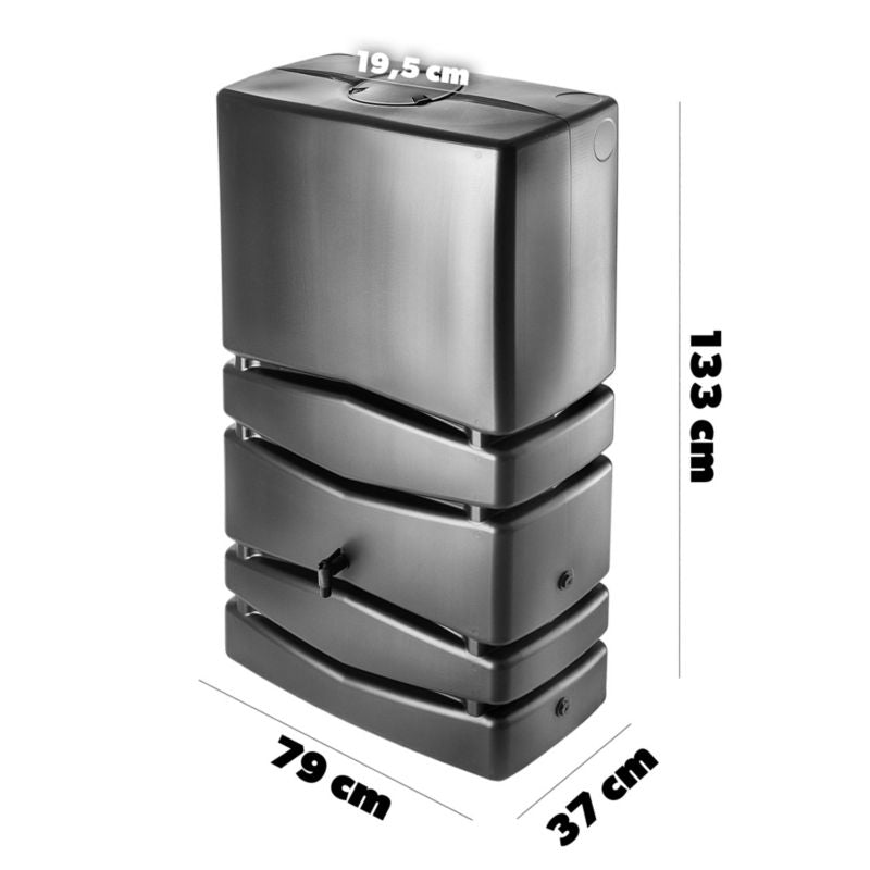 Regnvandstank Kadax 350L med hane i antracit - 1 stk.