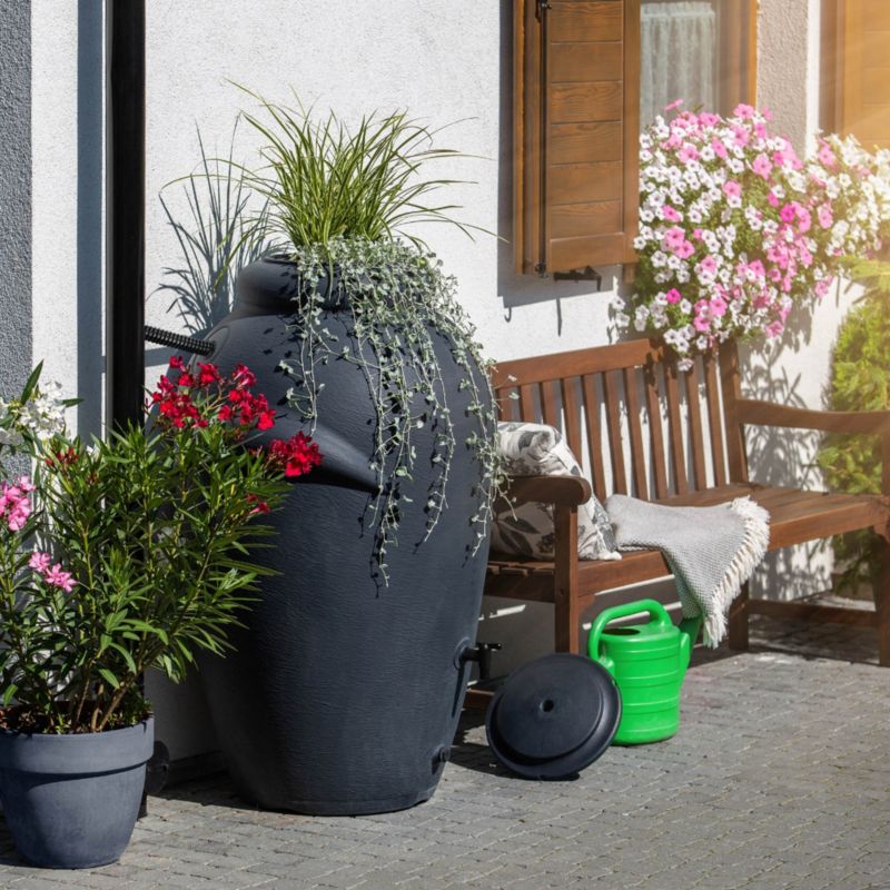 KADAX regnvandstank 360L med hane og plantepotte, antracit, 1 stk.