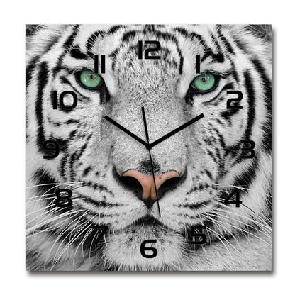 Glasur Tulup Hvid tiger med sorte visere 30 x 30 cm lydløs 1 stk.