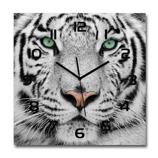 Glasur Tulup Hvid tiger med sorte visere 30 x 30 cm lydløs 1 stk.