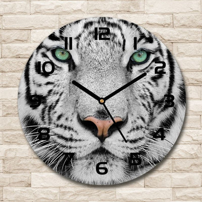 Glasur Tulup Hvid tiger med sorte visere Ø30 cm lydløs 1 stk.
