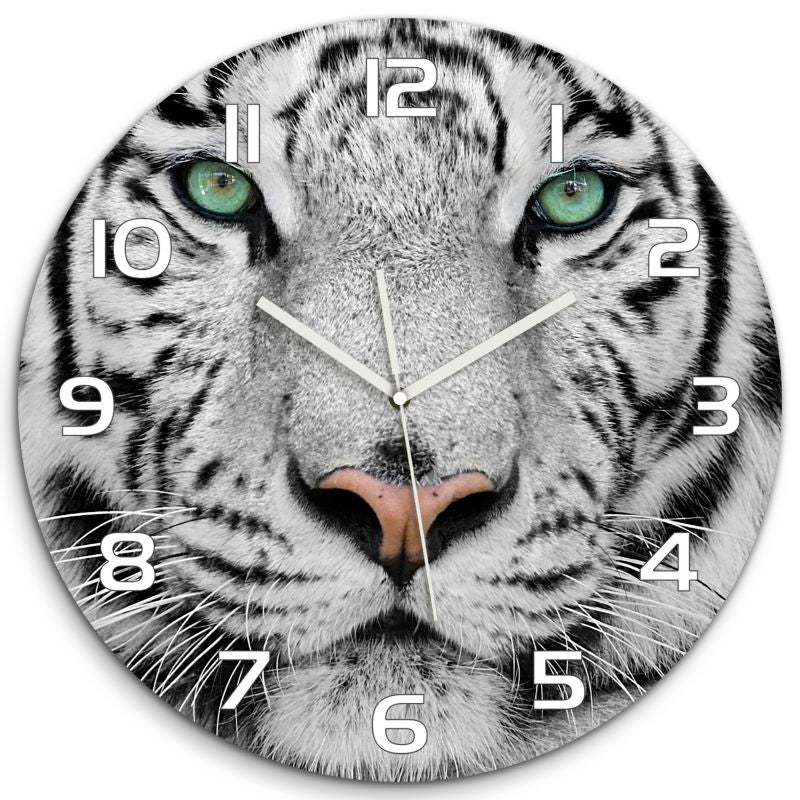 Glasur Tulup Hvid tiger vægur Ø30 cm lydløst 1 stk.
