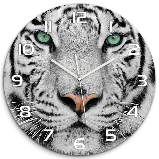 Glasur Tulup Hvid tiger vægur Ø30 cm lydløst 1 stk.
