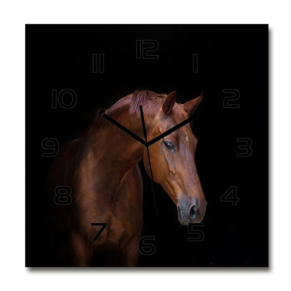Glasur ur Tulup Brun hest med sorte visere 30 x 30 cm lydløs 1 stk.