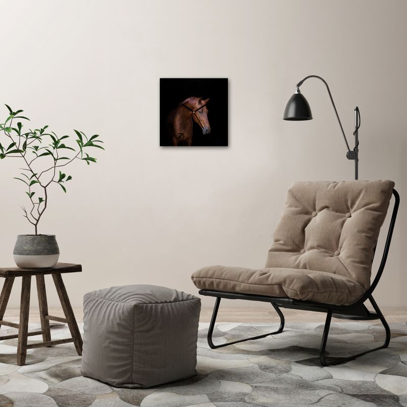 Glasur ur Tulup Brun hest med sorte visere 30 x 30 cm lydløs 1 stk.