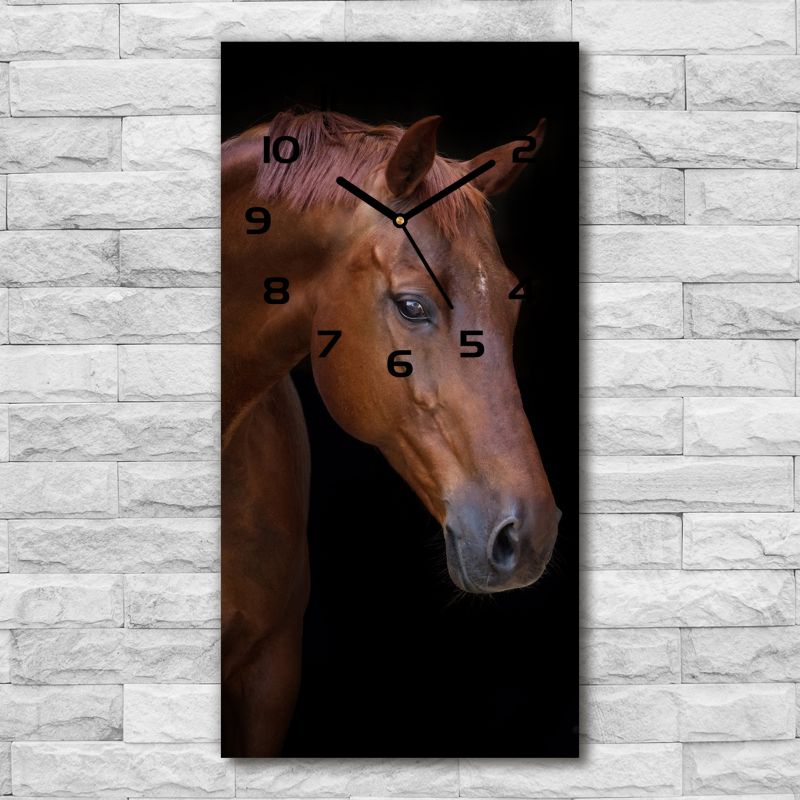 Tulup glasur med brun hest og sorte visere 30x60 cm, lydløs, 1 stk.