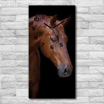 Tulup glasur med brun hest og sorte visere 30x60 cm, lydløs, 1 stk.
