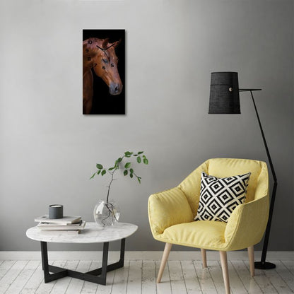 Tulup glasur med brun hest og sorte visere 30x60 cm, lydløs, 1 stk.