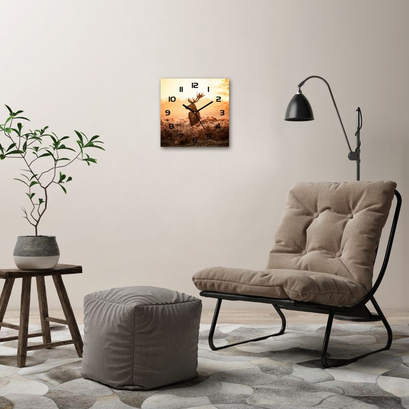 Glasur Tulup Rådyr solopgang med sorte visere 30 x 30 cm lydløs 1 stk.