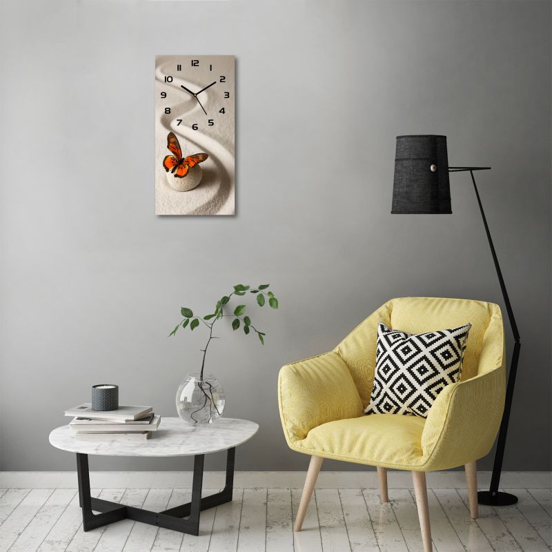 Glasur ur Tulup Zensten og sommerfugl med sorte visere 30 x 60 cm lydløs 1 stk.