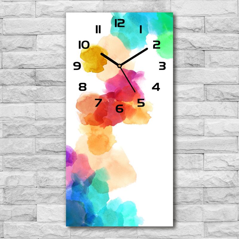 Glasur vægur Tulup med farverige pletter, sorte visere, 30x60 cm, lydløst, 1 stk.