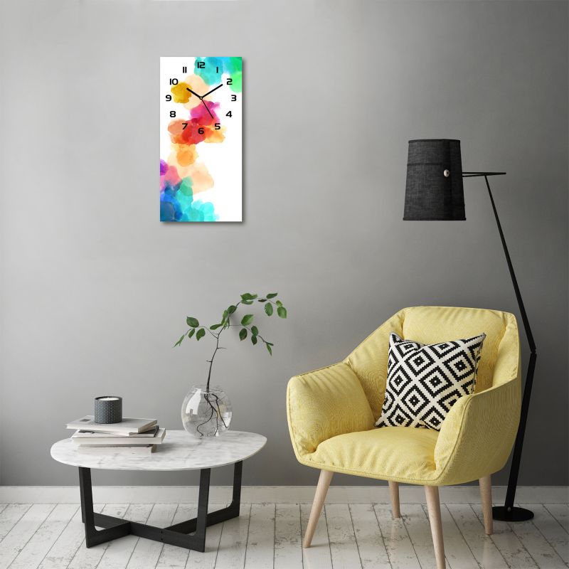 Glasur vægur Tulup med farverige pletter, sorte visere, 30x60 cm, lydløst, 1 stk.