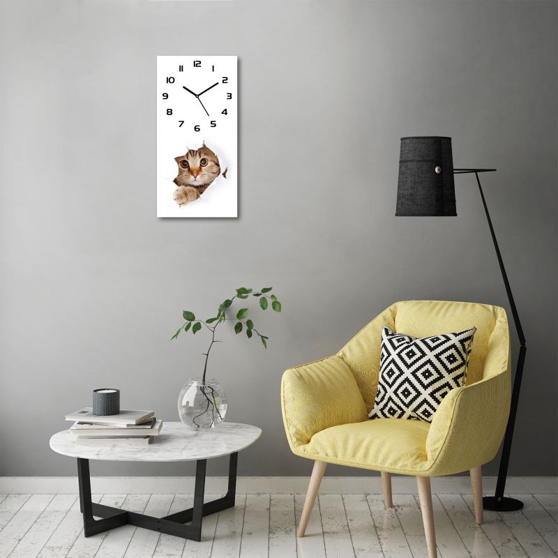 Tulup glasur vægur Kat med sorte visere 30x60 cm lydløst 1 stk.