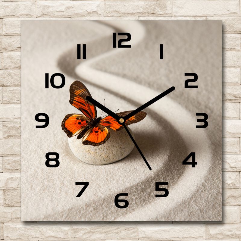 Glasur Tulup Motyl vægur med sorte visere 30 x 30 cm, lydløst, 1 stk.