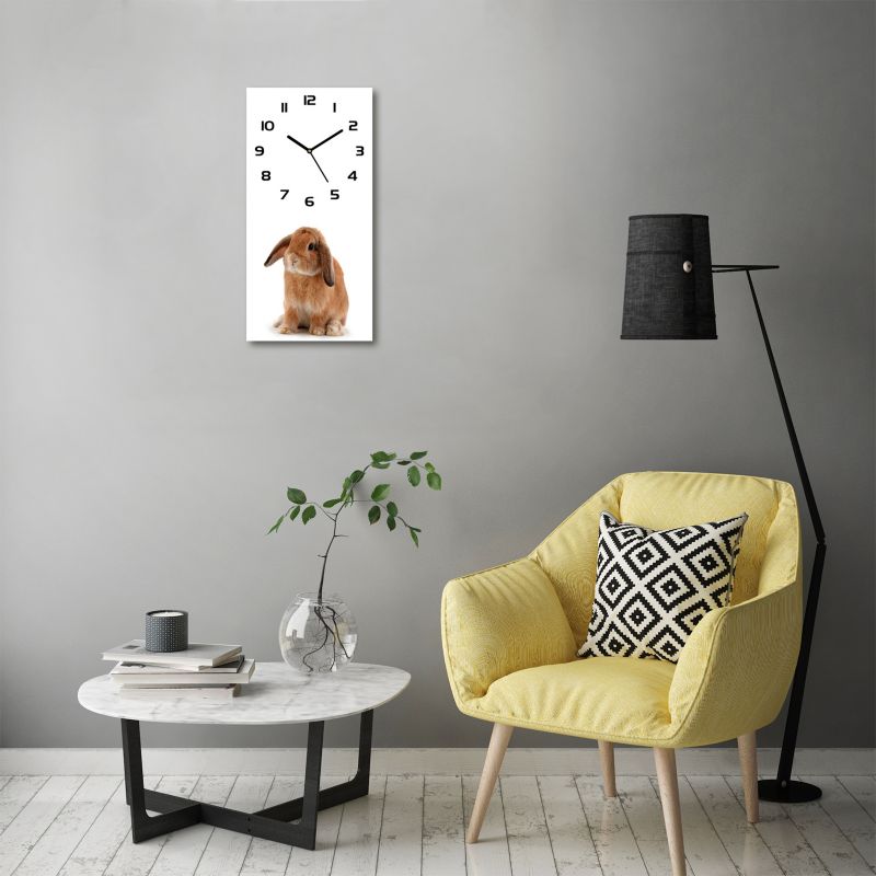 Glasur Tulup Rød Kanin vægur med sorte visere 30 x 60 cm lydløst 1 stk.