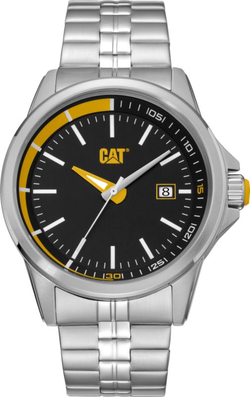 Caterpillar Slider 3H stålur med dato BLK/YLW stålrem 1 stk.