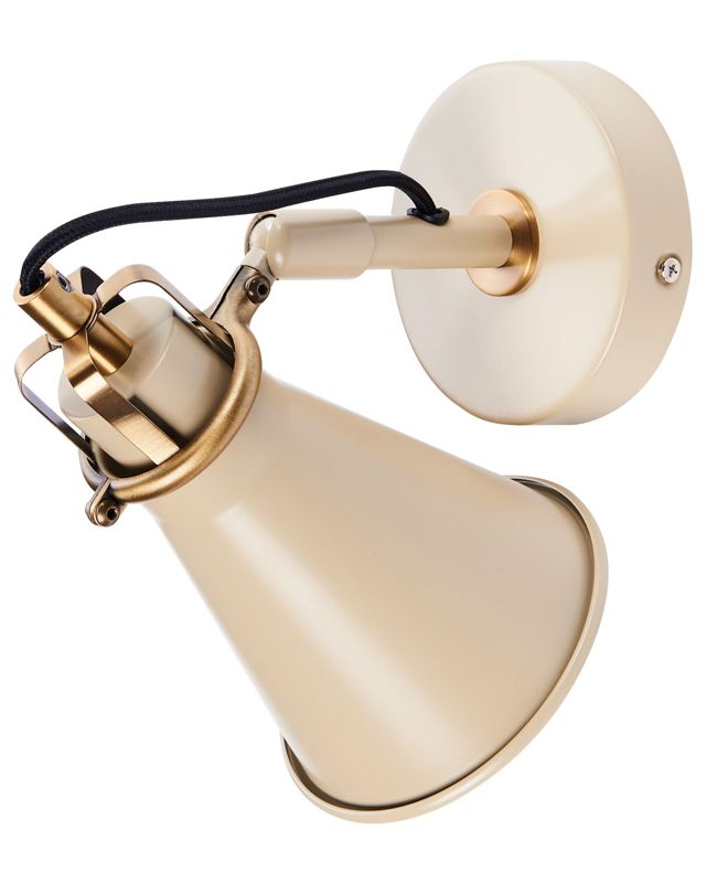 Sæt med 2 justerbare væglamper Moyola i metal, beige, 1 par