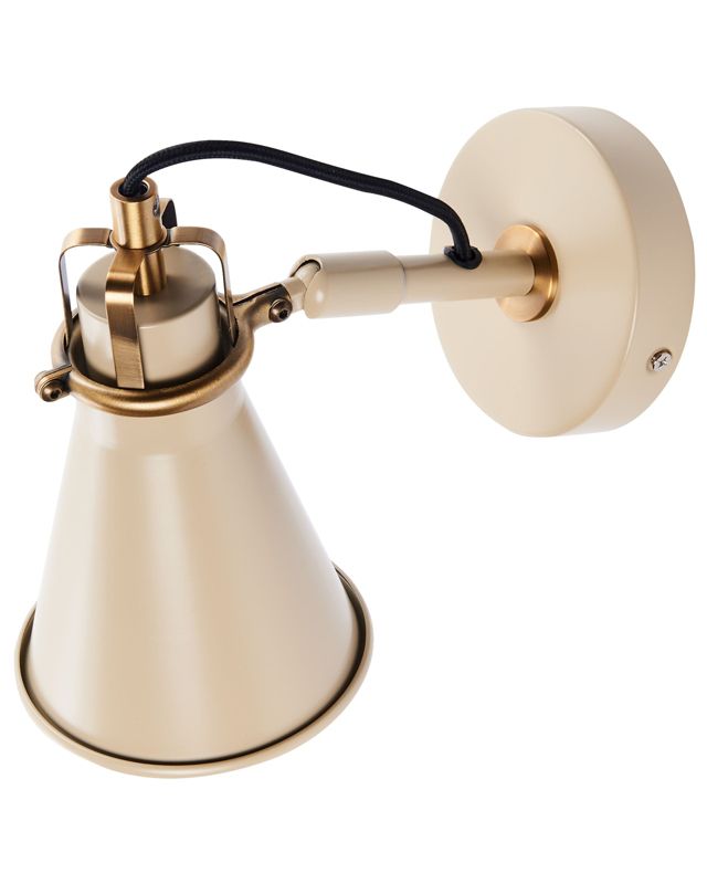 Sæt med 2 justerbare væglamper Moyola i metal, beige, 1 par